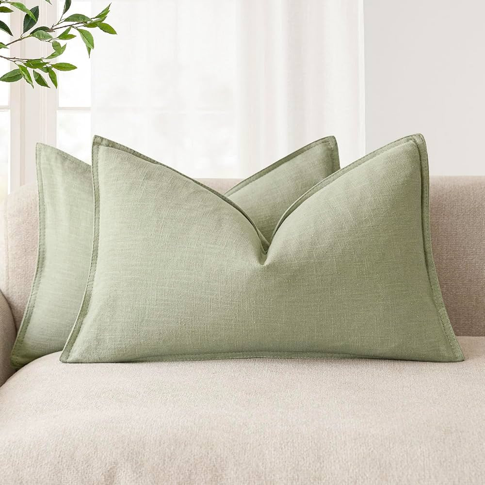 Foindtower Pack of 2, Decorative Linen Solid Throw Pillow Covers Accent Lumbar Cushion Case Boho ... | Amazon (US)