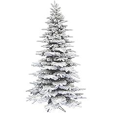 Fraser Hill Farm 7.5-Ft. Flocked Mountain Pine Christmas Tree, White | Amazon (US)