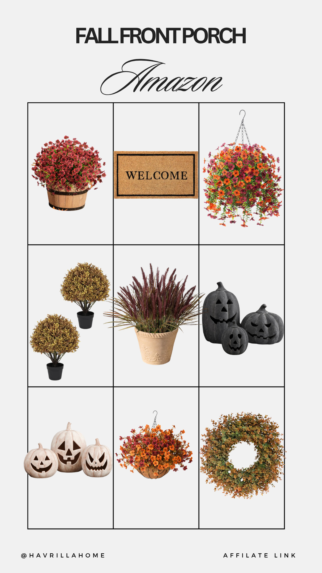 Amazon fall decor, fall front porch decor, Amazon fall finds, fall porch ideas, fall outdoor decor, autumn front porch, fall wreath, fall doormat, outdoor fall planters, fall hanging baskets, faux fall flowers, fall porch pumpkins, black pumpkins, neutral fall decor, Halloween porch decor, autumn wreath, fall entryway decor, affordable fall decorations

#LTKSeasonal #LTKHome