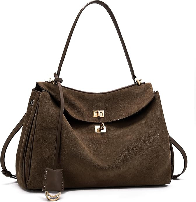 Suede Leather Tote Bag for Women: Fashion Shoulder Handbag Ladies Top-handle Satchel Purse for La... | Amazon (US)