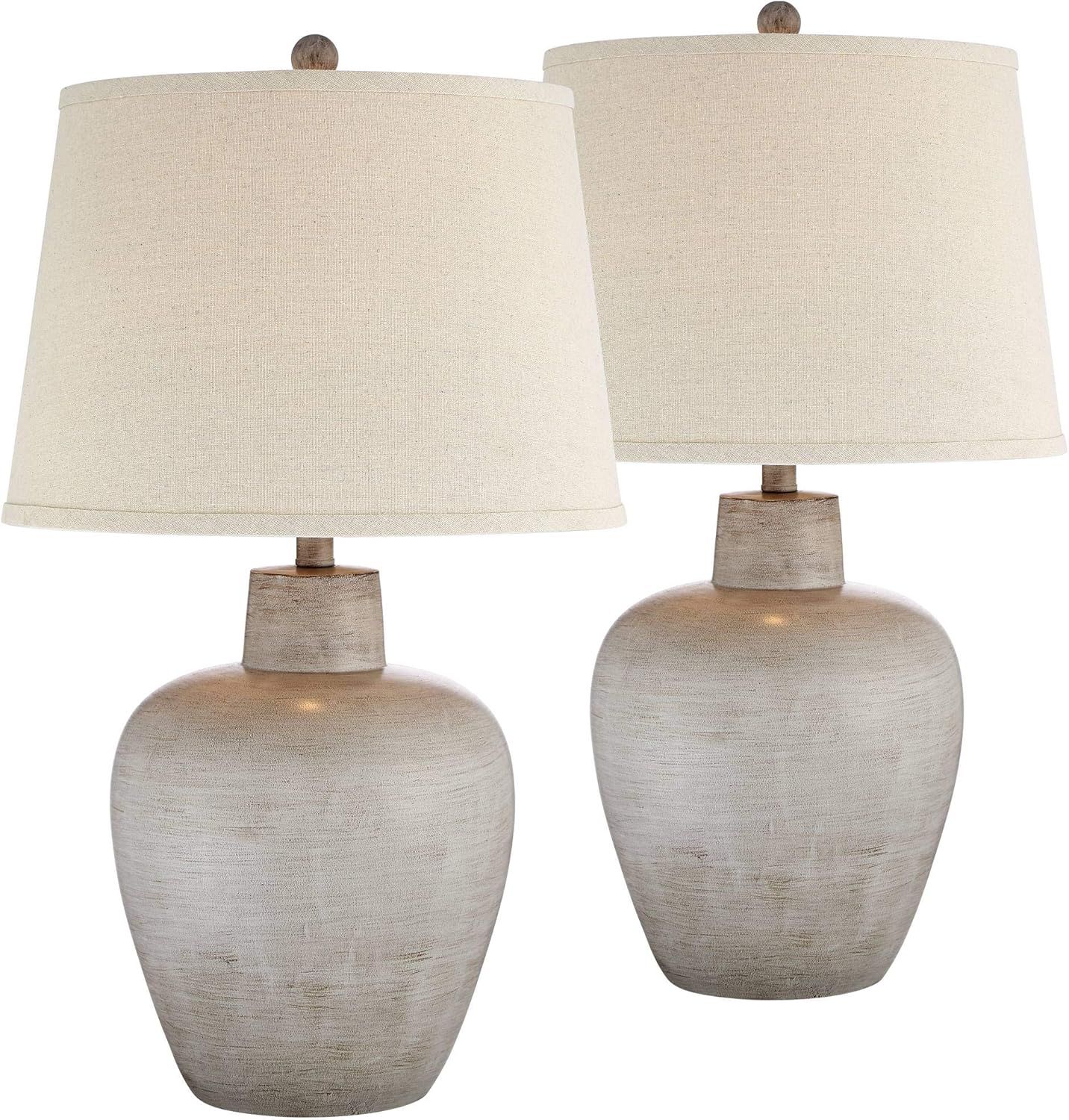 Glenn Rustic Country Cottage Style Table Lamps 27" Tall Set of 2 Southwest Urn Neutral Fabric Dru... | Amazon (US)