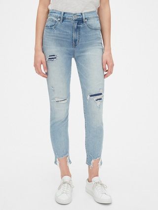 High Rise Distressed True Skinny Ankle Jeans with Secret Smoothing Pockets | Gap (US)