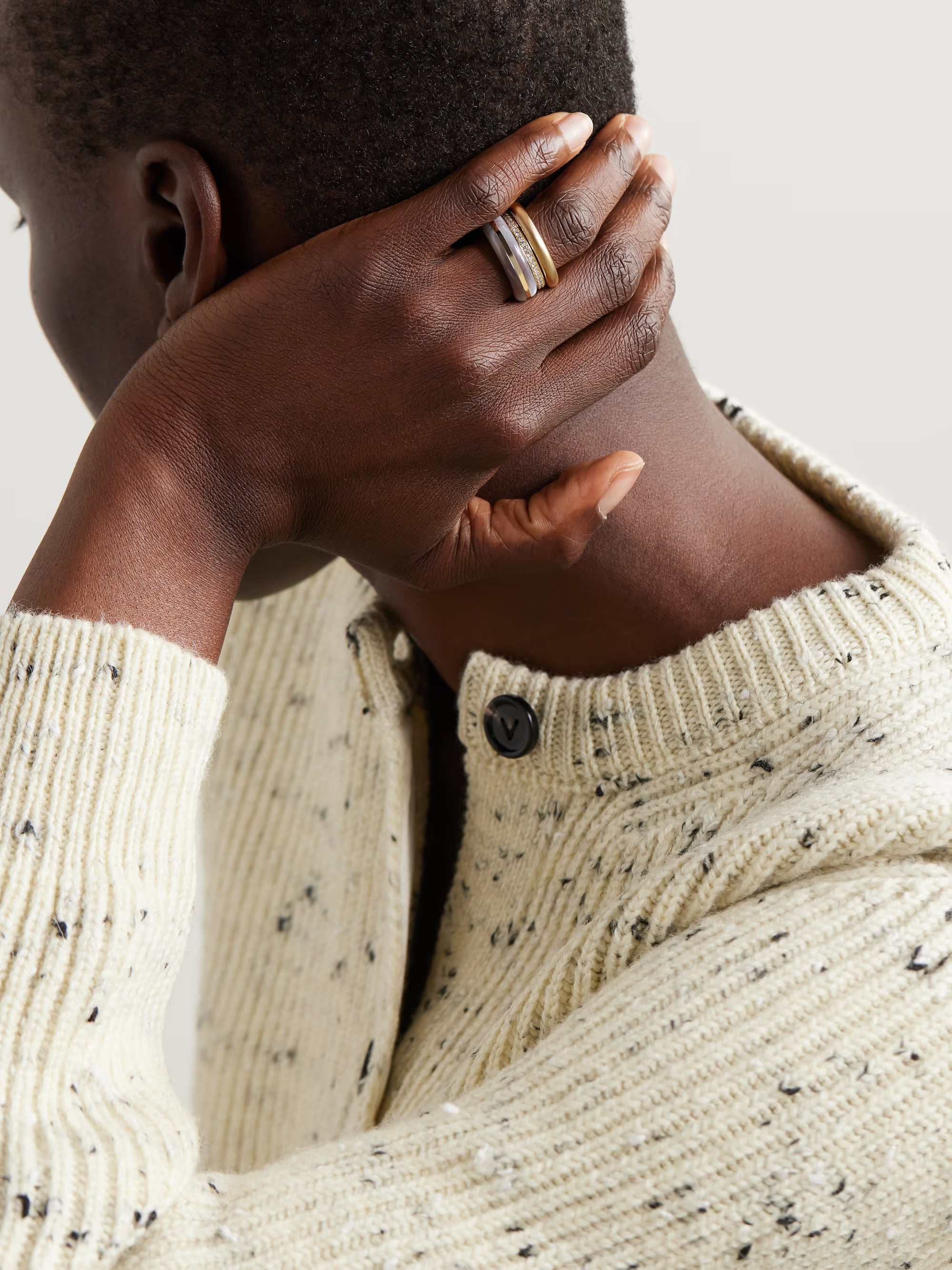 Classic Stack set of three 14-karat recycled gold, agate and diamond ring | NET-A-PORTER (US)