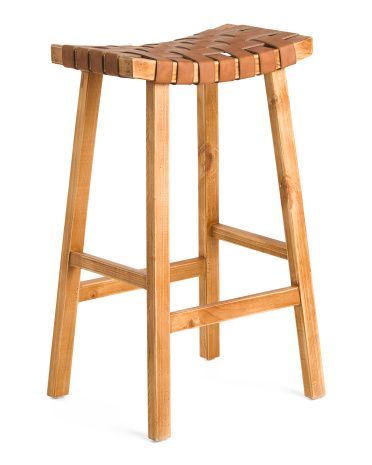 Woven Leather Counter Stool | TJ Maxx