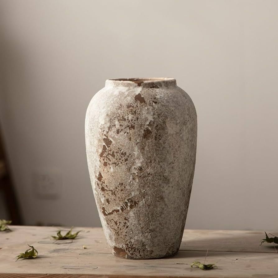 Amazon.com: TOBENO Ceramic Rustic Vase Distressed Farmhouse Vase Pottery Vase Decorative Vase Flo... | Amazon (US)