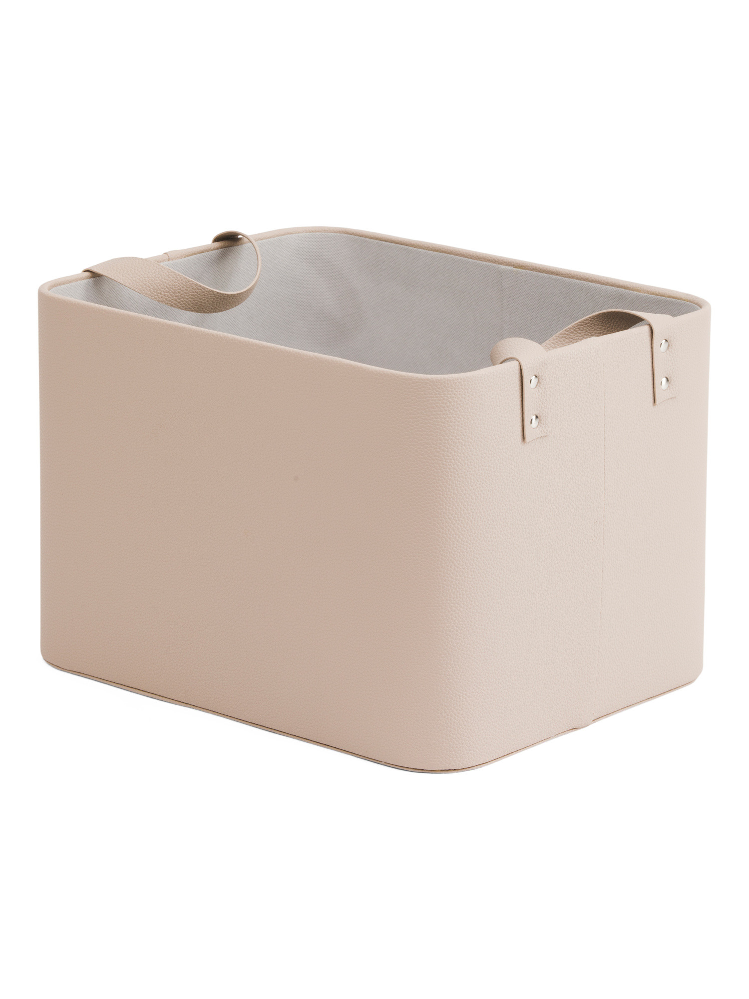 Faux Leather Small Storage Bin With Handles | TJ Maxx