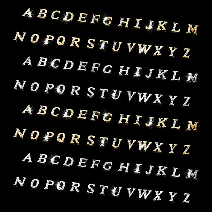 104 Pcs Rhinestone Letters Nail Studs Nail Charms, Letters Nail Rhinestones Decoration Alphabet 3... | Amazon (US)