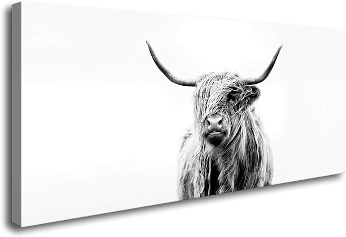 DZL Art D73275 Animal Canvas Wall Art Black and White Cow Wall Art Canvas Painting Ready to Hang ... | Amazon (US)