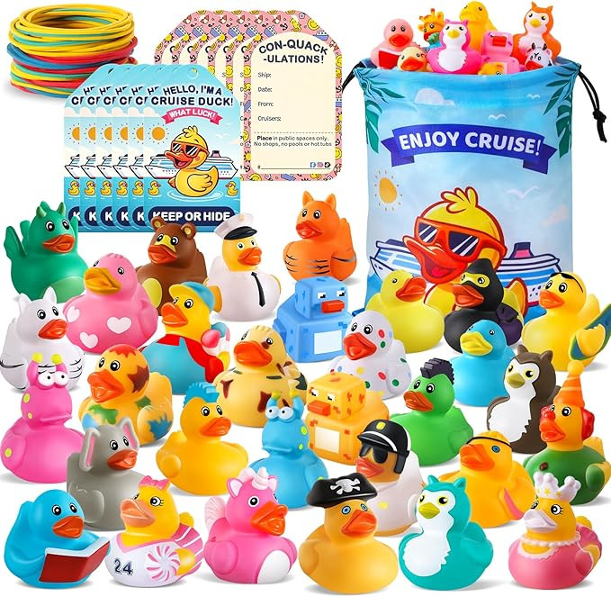 100 Pcs Cruise Rubber Ducks Kits Include 30 Cruise Ducks with 30 Cruising Duck Tags 40 Rubber Ban... | Amazon (US)