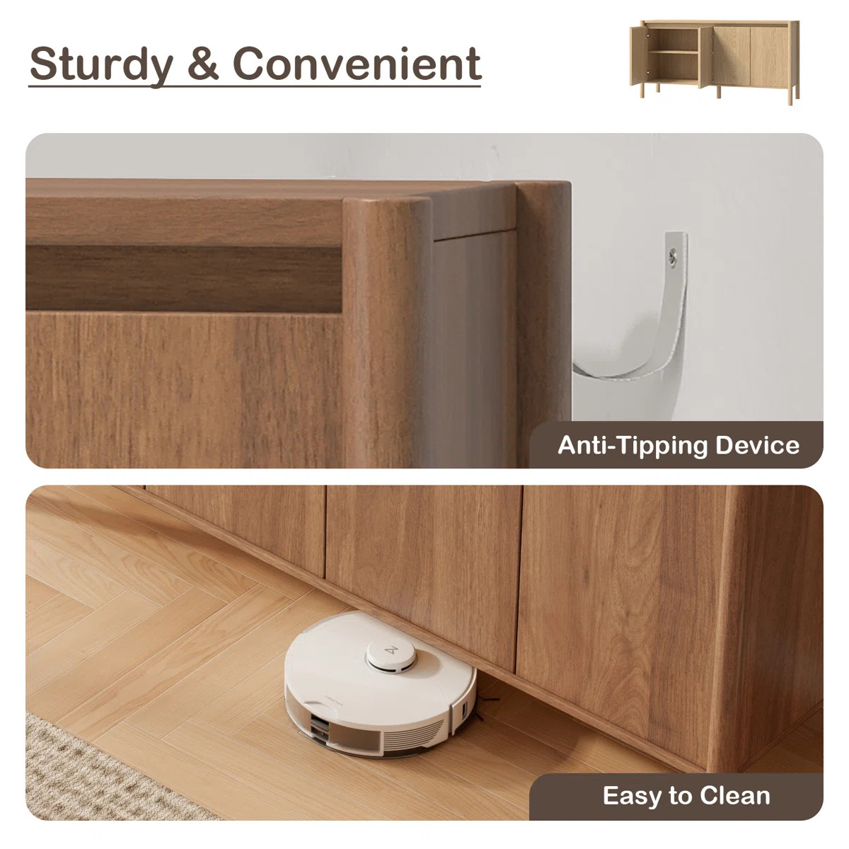 59” W Sideboard Buffet Cabinet, Credenza Storage Cabinet With 4 Doors And Adjustable Shelves Fo... | Wayfair North America