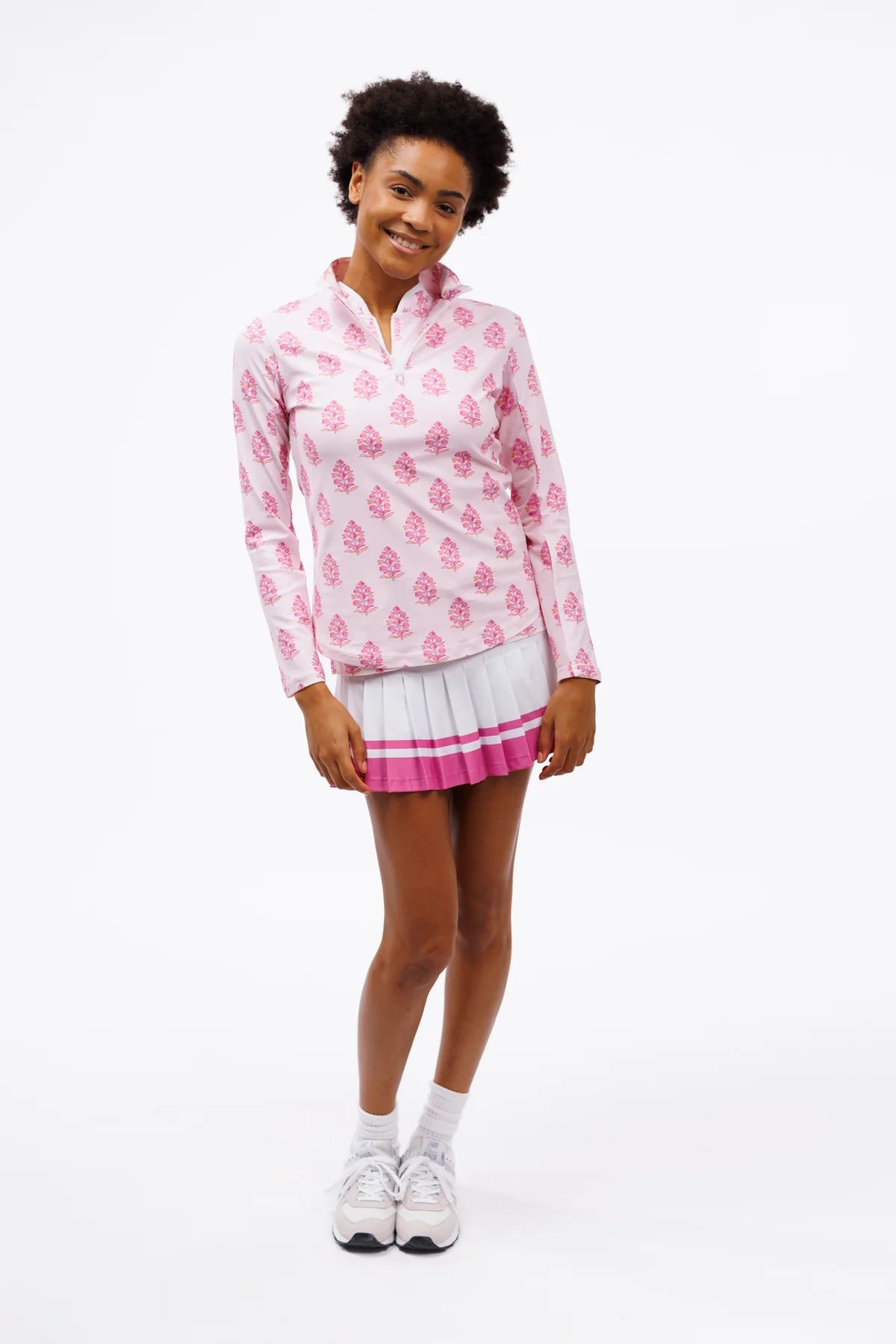 The Ava 1/4 Zip - Pinkberry Block | Smith and Quinn