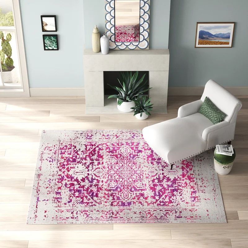 Hillsby Oriental Area Rug in Light Gray/Pink | Wayfair North America