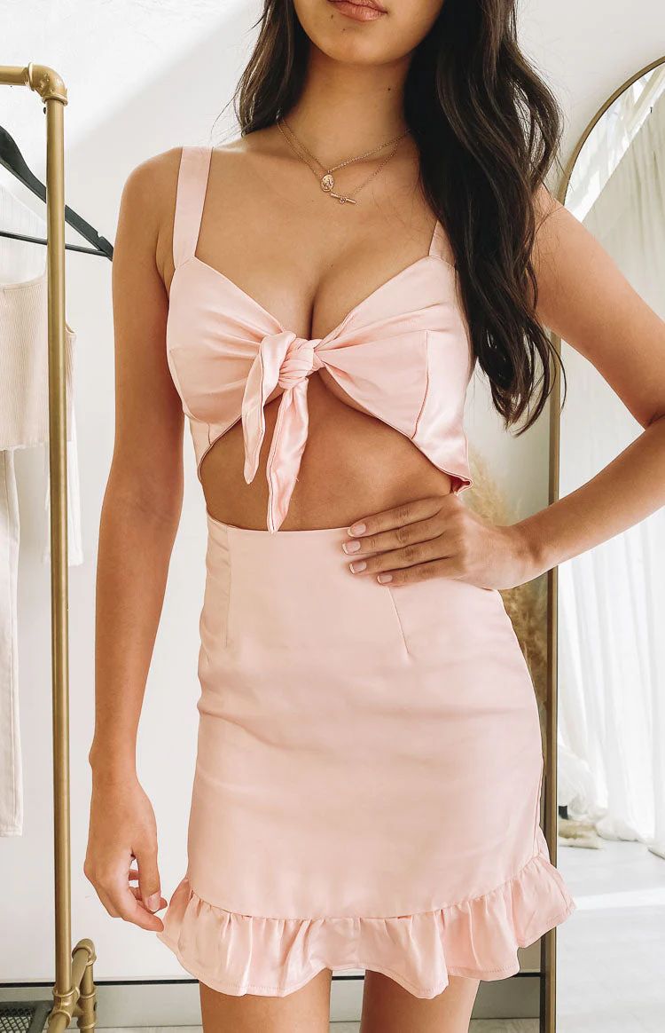 Faithful Mini Dress Pink Satin | Beginning Boutique (US)