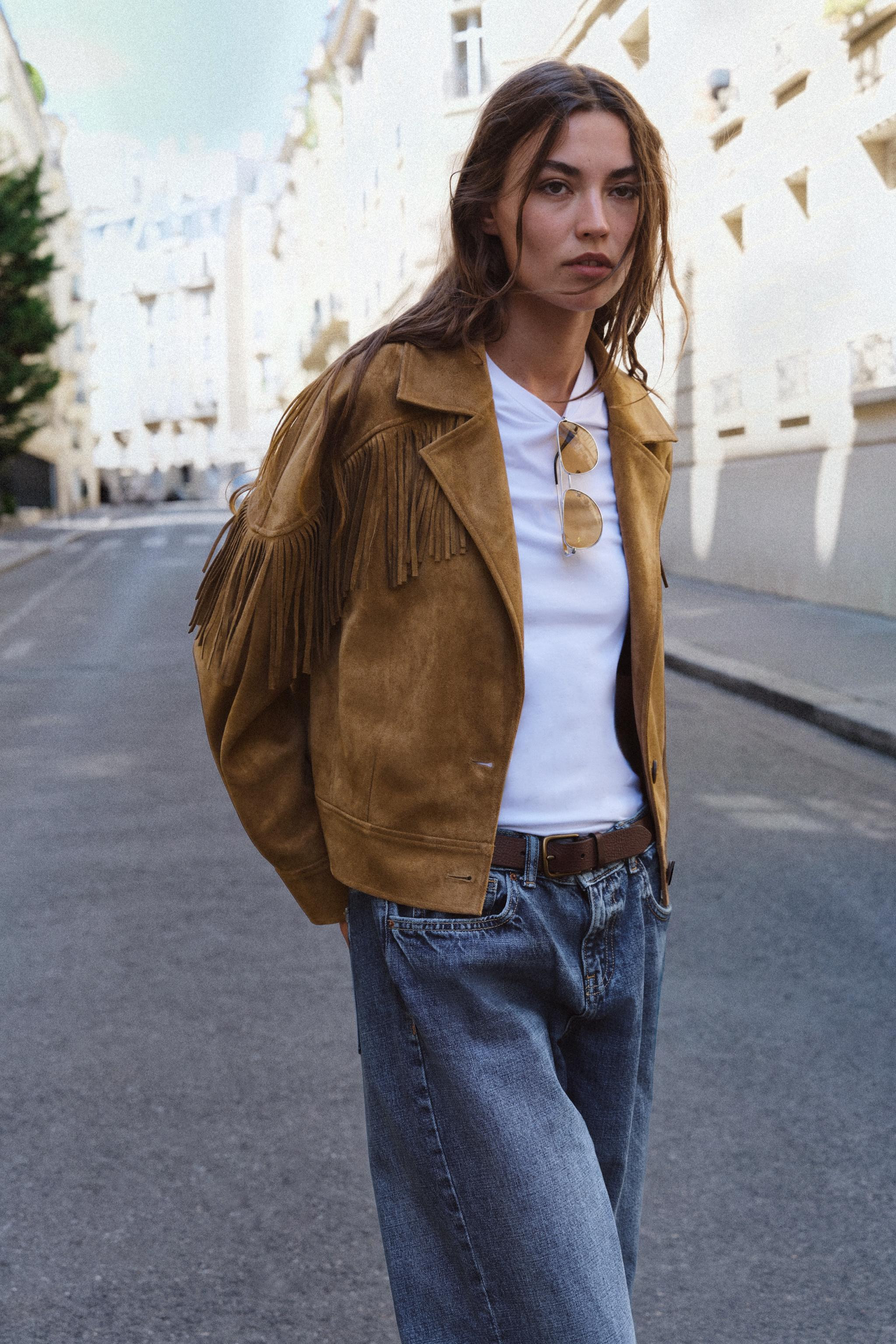FAUX SUEDE FRINGE JACKET | Zara US