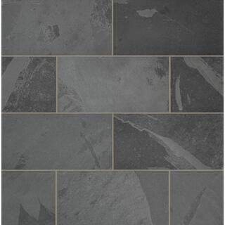 Montauk Black 12 in. x 24 in. Honed Gauged Slate Stone Look Floor and Wall Tile (10 sq. ft./Case) | The Home Depot