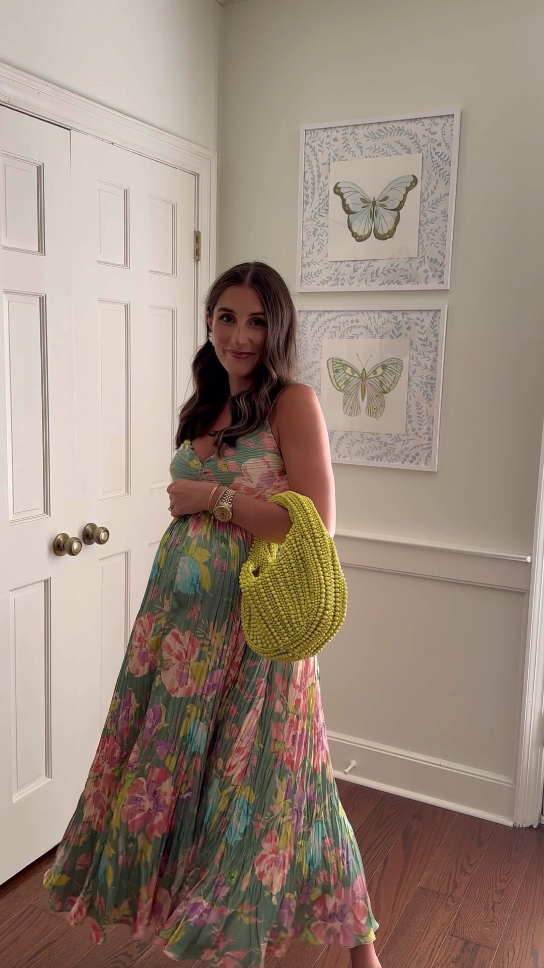 Bump friendly wedding guest dress 🤍 wearing a small! 

#LTKBump #LTKWedding #LTKVideo