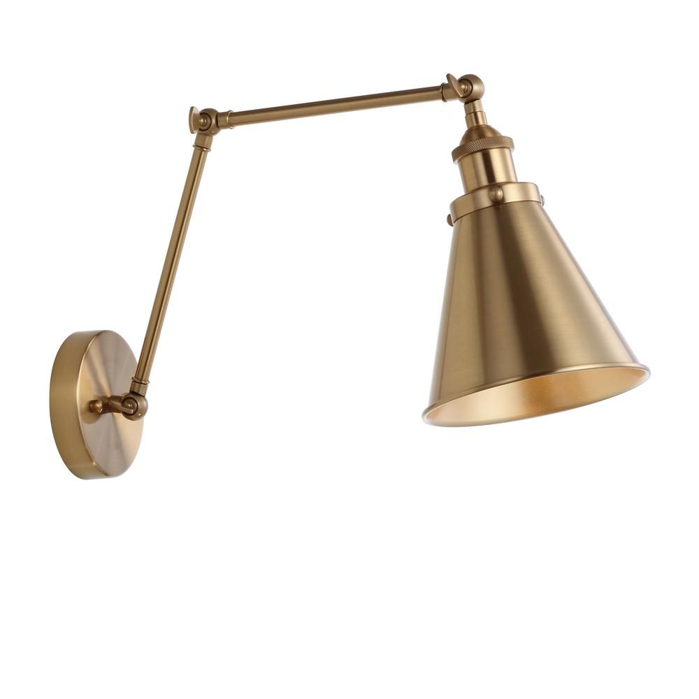 JONATHAN Y Rover 7 in. Adjustable Arm Metal Brass LED Wall Sconce | The Home Depot