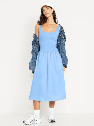 Fit & Flare Sleeveless Midi Dress | Old Navy (US)