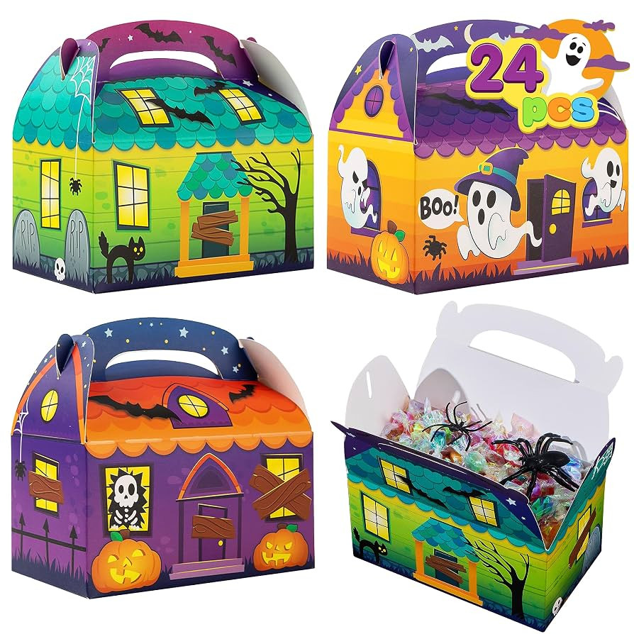 JOYIN 24 PCS Halloween Treat Boxes Cookie Boxes, House Cardboard for Treat Candy Bags Cookies Goo... | Amazon (US)