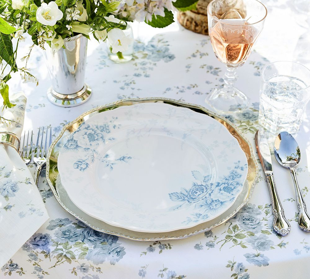 LoveShackFancy Blue Rose Melamine Dinner Plates - Set of 4 | Pottery Barn (US)