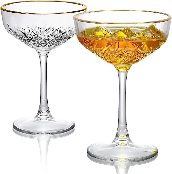 ROXBURGH Premium Martini Margarita Glasses with 24K Gold Rim, Coupe Cocktail Glasses Set of 2, Le... | Amazon (US)