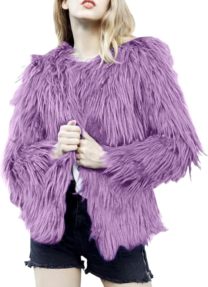 Gihuo Women' s Faux Fur Coat Open Front Furry Coats Long Sleeve Parka Shaggy Jacket 2024 Winter C... | Amazon (US)