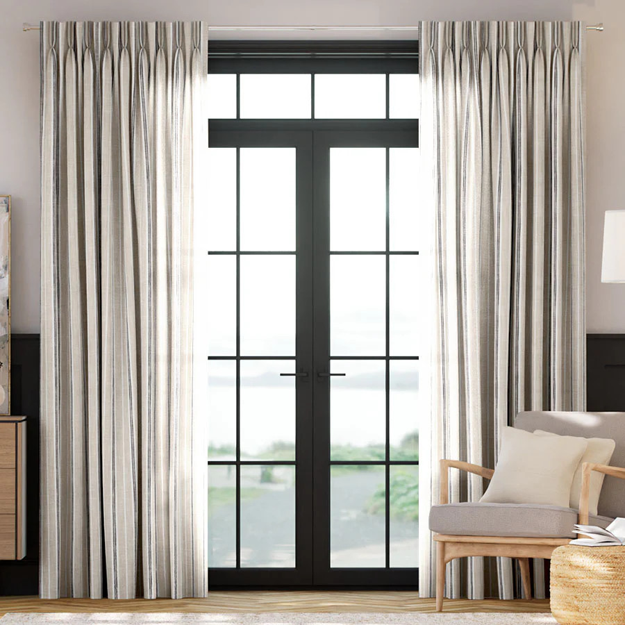 Coastal Stripe Drapery Seashells At Dusk | Select Blinds | Select Blinds