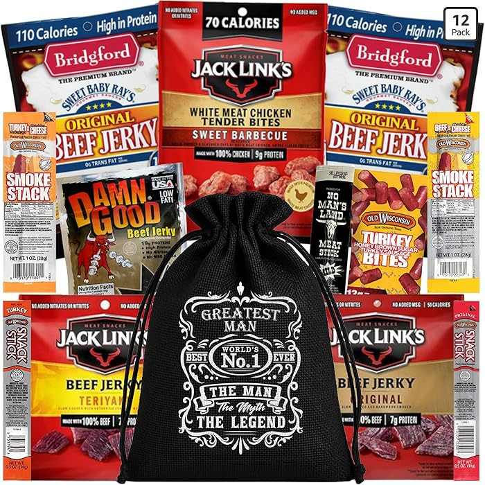 Beef Jerky Gift Baskets For Men - Dad Gifts, Birthday Gifts For Men | Beef Jerky Variety Pack | Amazon (US)