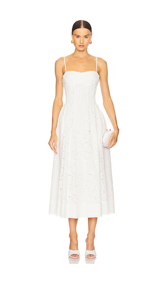 Kittiya Midi Dress in White | Revolve Clothing (Global)