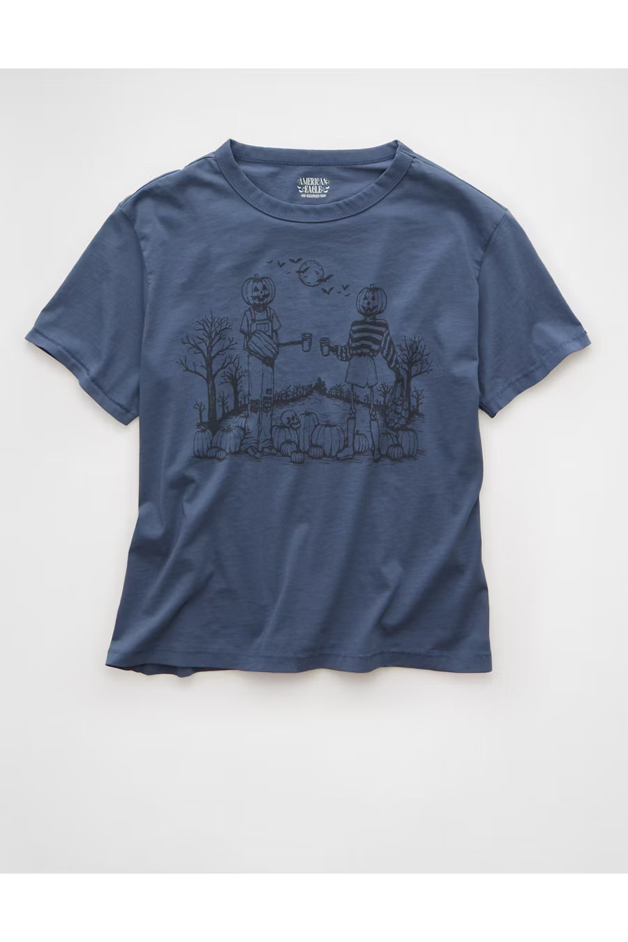 AE Ex-Boyfriend Hallowen Graphic T-Shirt Women's Navy XL | American Eagle Outfitters (US & CA)