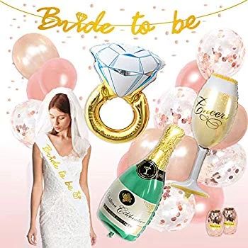 Bachelorette Party Decoration Rose Gold Bridal Shower Decorations kit Bride To Be Banner Veil Sash f | Walmart (US)