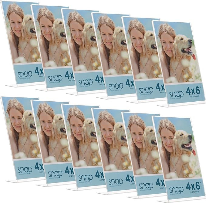 Set of 12 Snap - 4"x6" Clear Acrylic Self Standing Photo Frames - Perfect for Showcasing Memories... | Amazon (US)