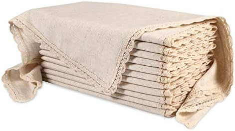 Ramanta Home Cloth Dinner Napkins in Cotton Flax Fabric with Lace & Tailored Mitered Corner Finis... | Amazon (US)