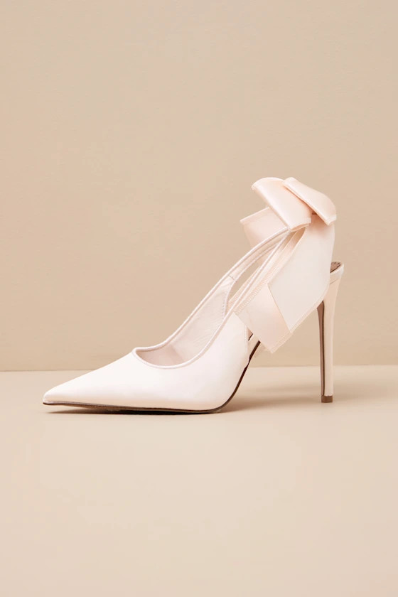 Teacup Ivory Satin Bow Slingback Pumps | Lulus