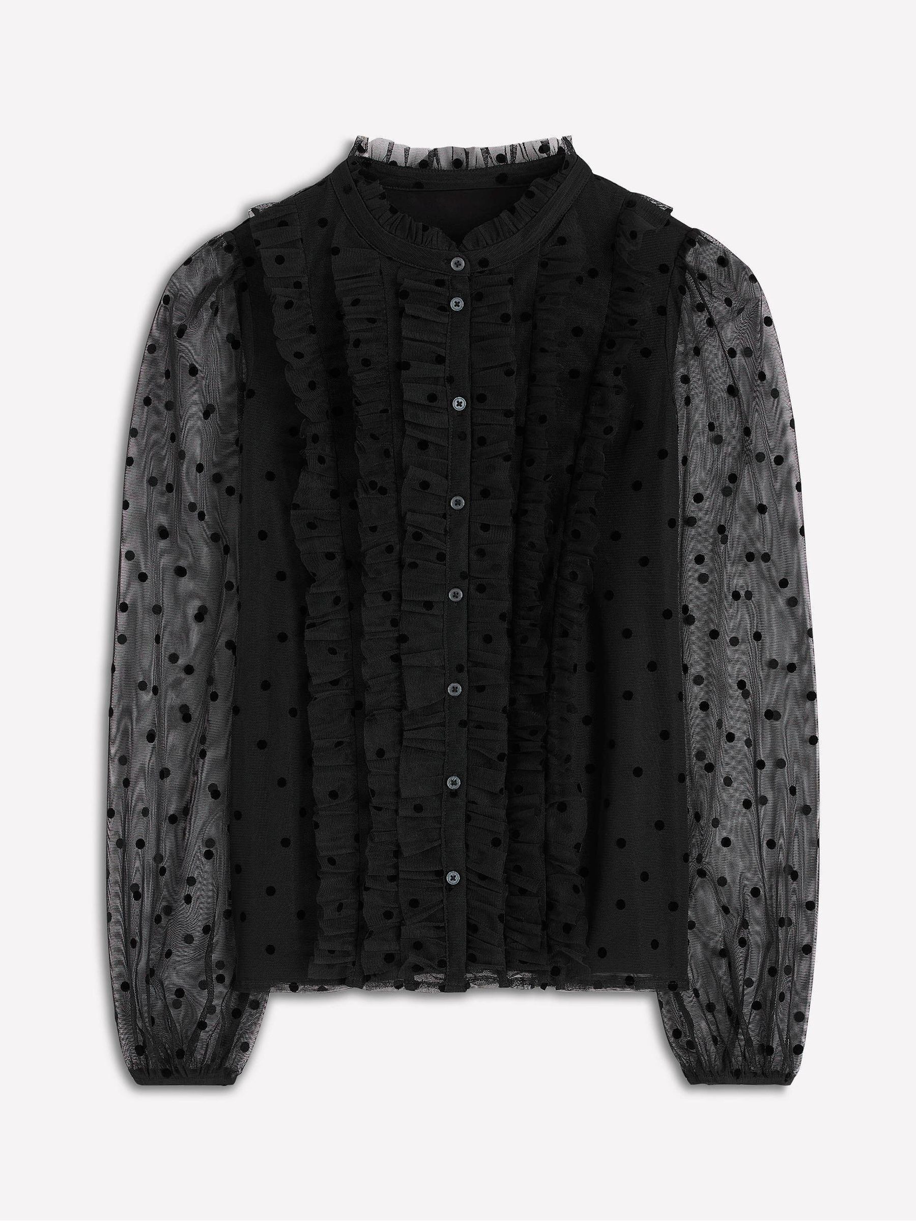 Boden Boden Black Frilled Tulle Blouse | Next US