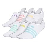 adidas womens Superlite Super No Show Socks (6-Pair), White/Hazy Sky/Light Yellow, Medium | Amazon (US)
