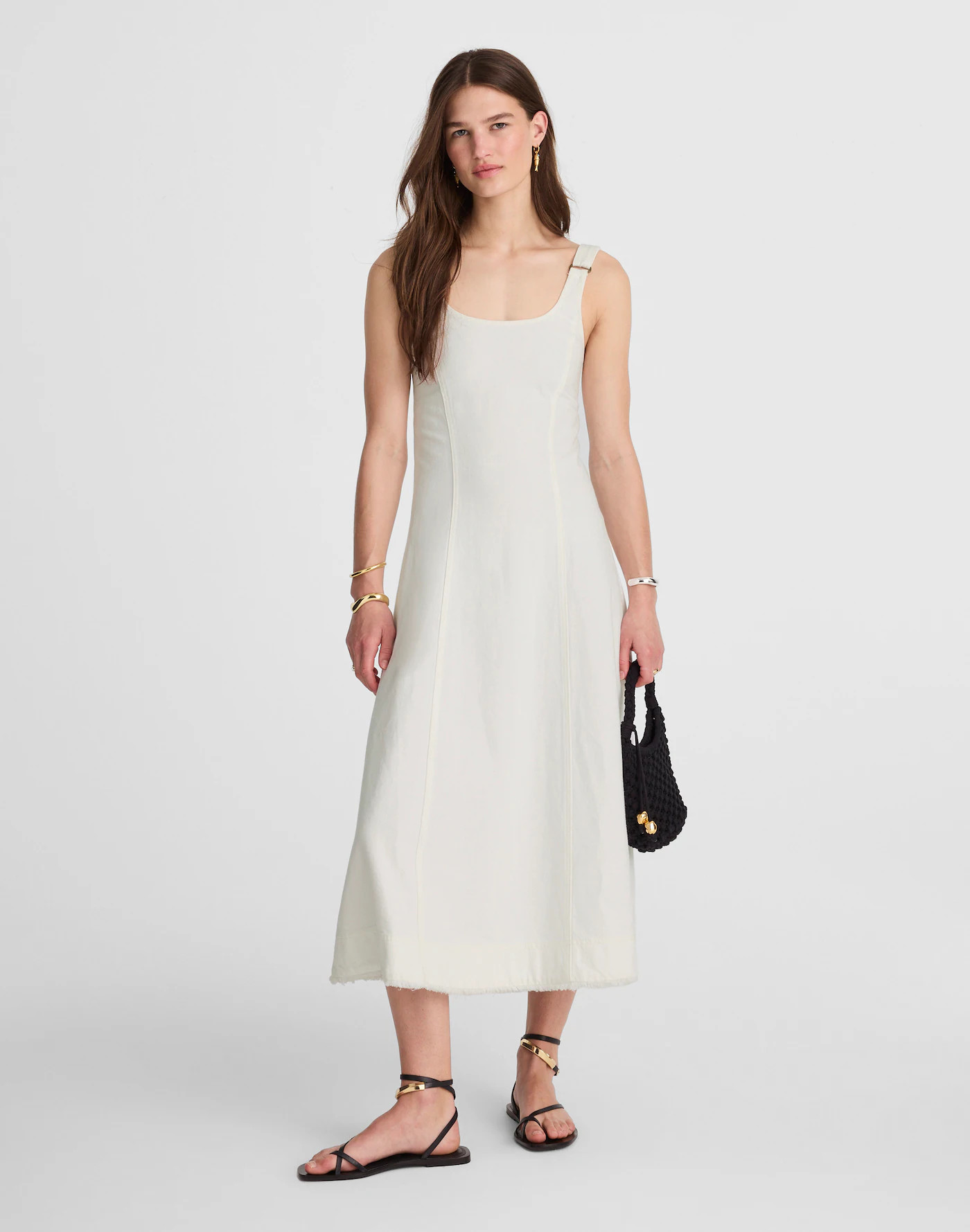 Denim Scoopneck Midi Dress in Pure White Wash | Madewell | Madewell