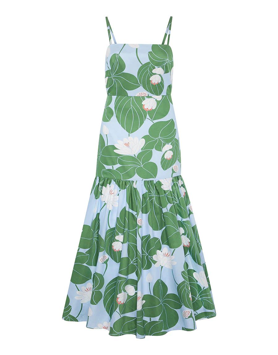 Cordiela Cotton Maxi Dress in Waterlily Green | Over The Moon