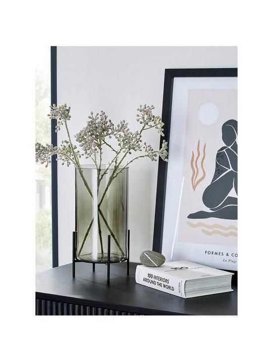 Cylinder Glass Vase With Metal Stand | Very (UK)