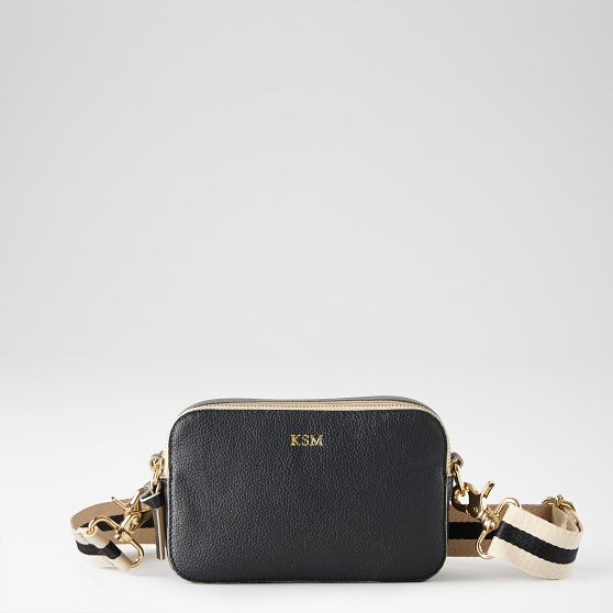 Sophie Double Zip Leather Crossbody Bag | Mark and Graham