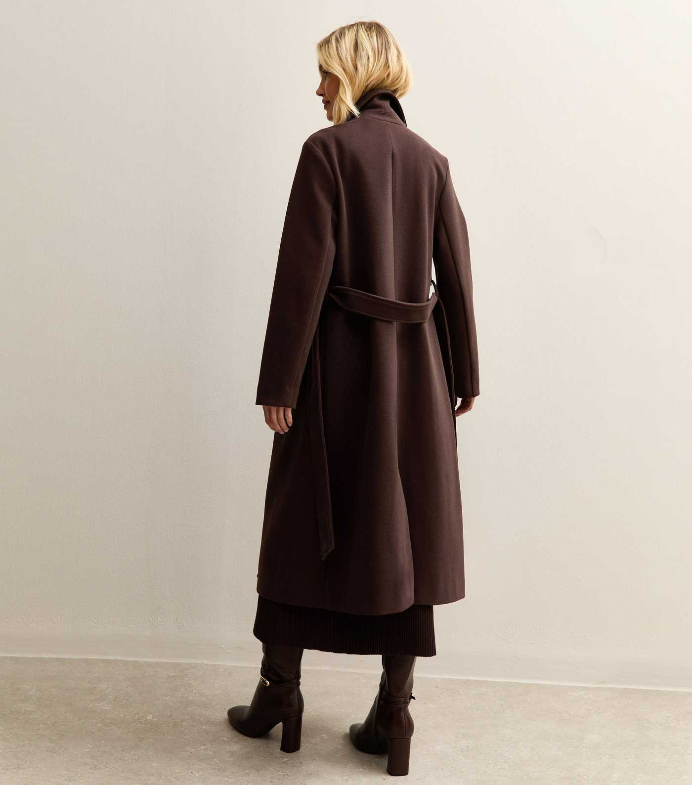 Dark Brown Unlined Longline Belted Coat | New Look | New Look (UK)
