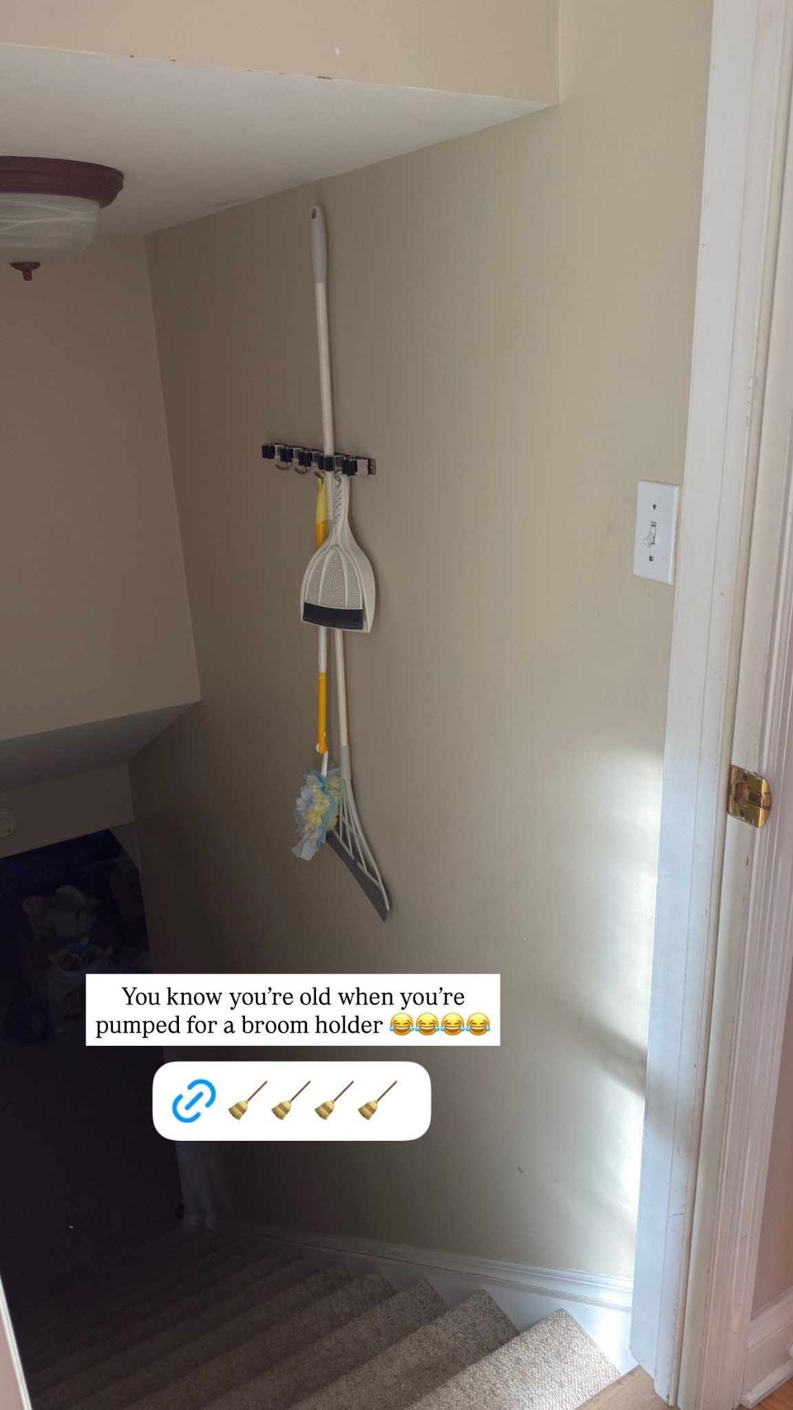 Love me some home organization. Have been putting off this broom holder and finally got it. Why did I go so long without it? #homeorganization #homefinds #momhacks 

#LTKFindsUnder50 #LTKHome