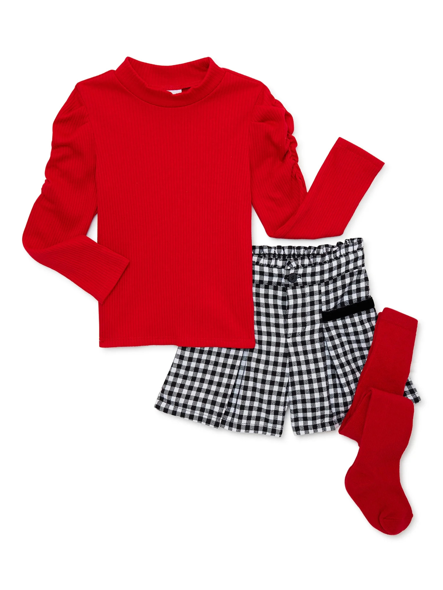 Wonder Nation Baby and Toddler Girls Holiday Top, Shorts and Tights Set, 3-Piece, Sizes 12M-5T - ... | Walmart (US)