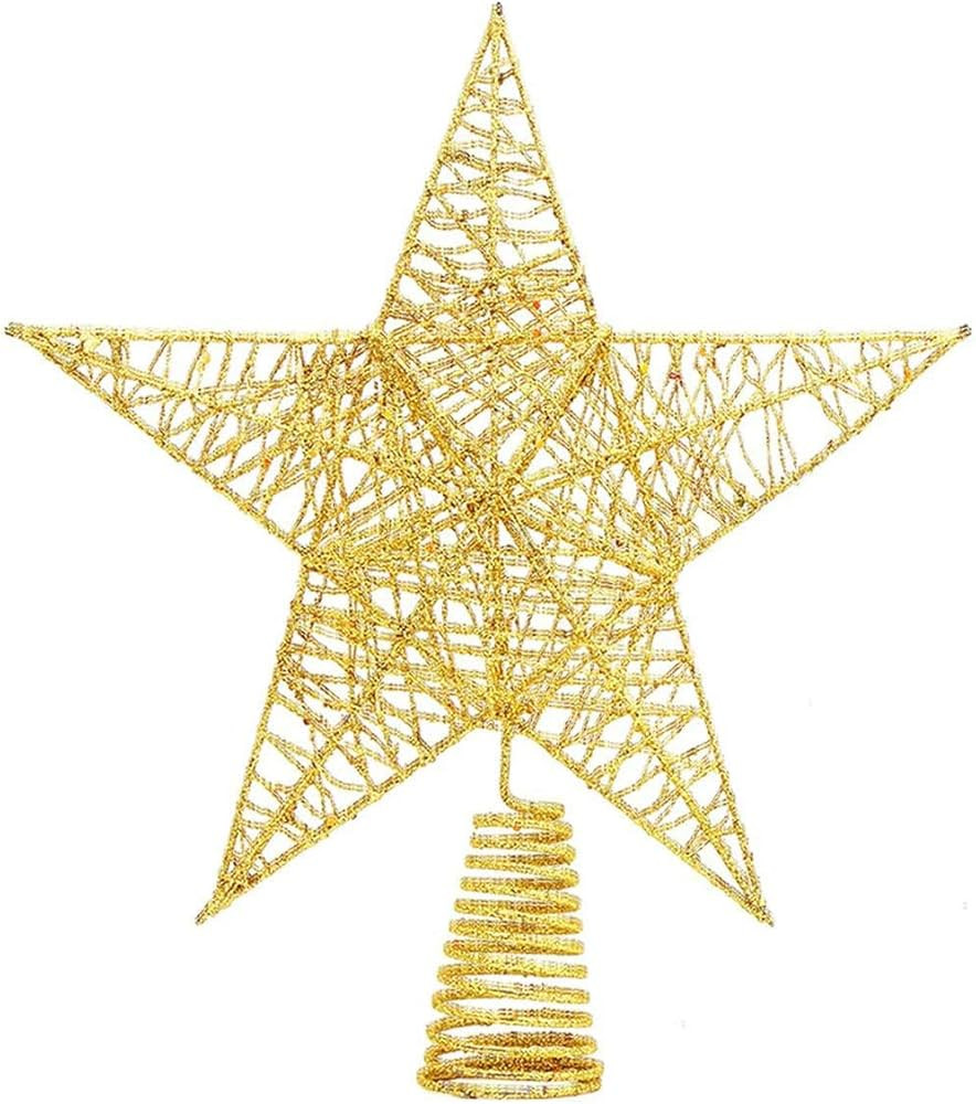 DIYASY Christmas Tree Topper,10inches Metal Glittered Star Xmas Tree Decoration Treetop for Xmas ... | Amazon (UK)