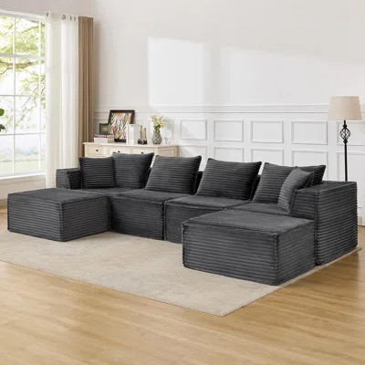 107"/137" Modular Sectional Sofa with Chaise, Modern Cloud Deep Seat Couch, L/U-Shaped Boneless Sectional for Living Room or Apartment | Wayfair North America
