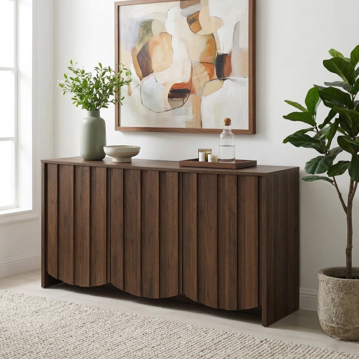 Winette 60" W Mid Century Modern Sideboard with Scalloped Doors | Wayfair North America