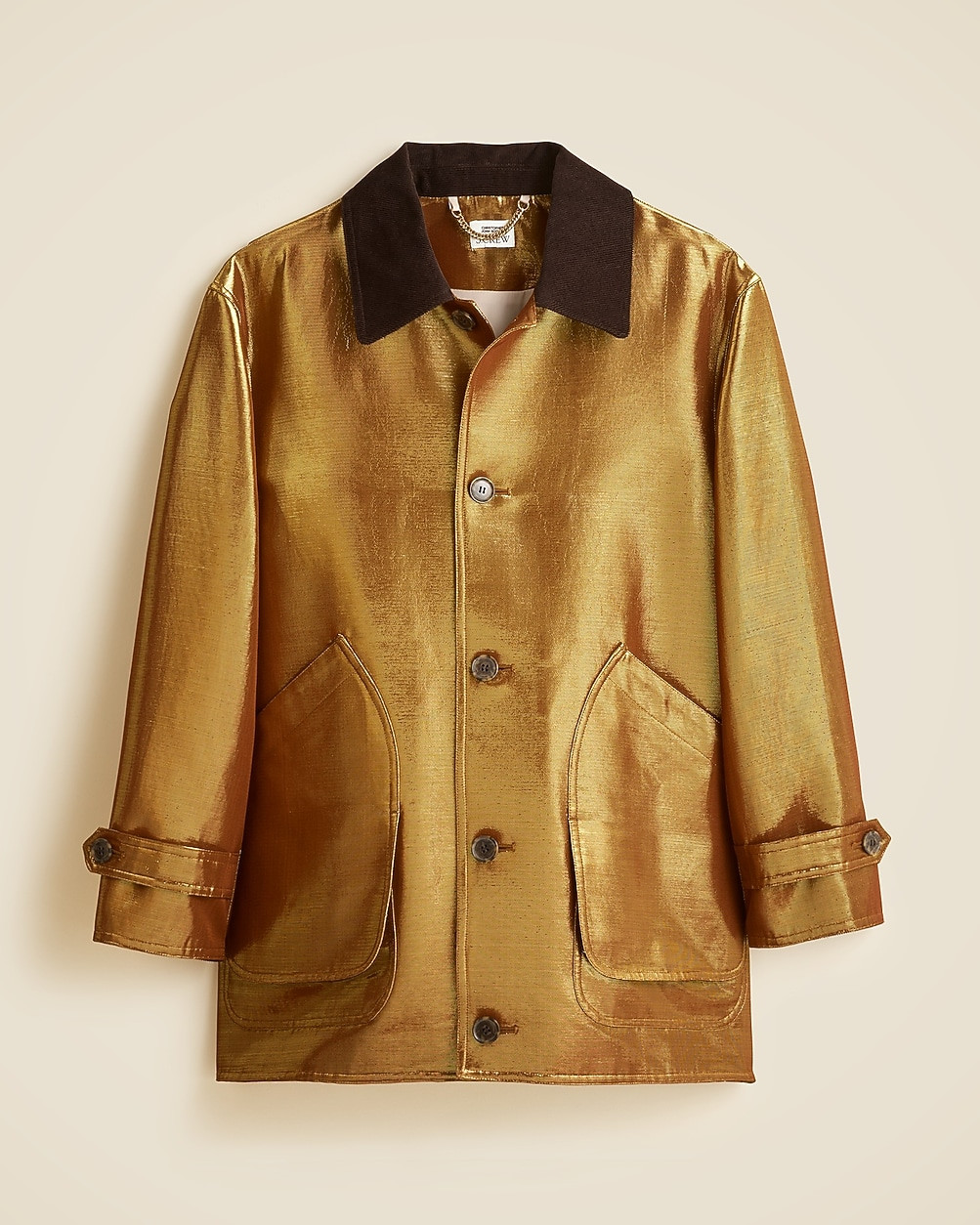 Christopher John Rogers X J.Crew Barn Jacket™ in gold lamé | J. Crew US