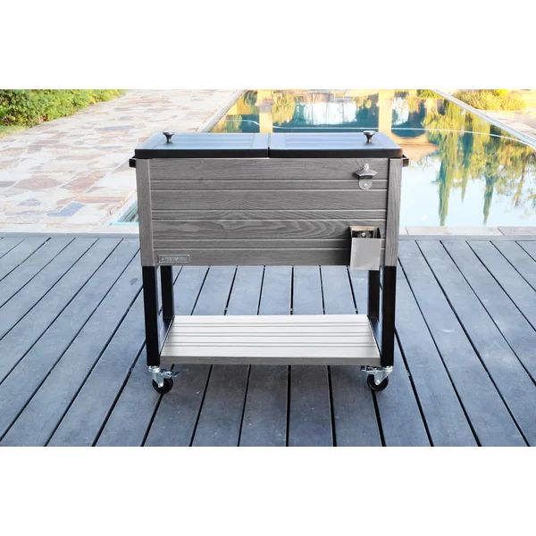 80 Qt. Permasteel Wood Grain Rolling Cooler | Wayfair North America