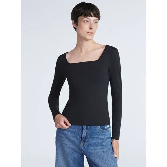 Scoop Women's Contour Top with Long Sleeves, Sizes XS-XXL | Walmart (US)