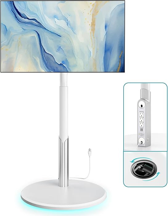 Floor Mobile TV Stand with Power Outlet, Rolling TV Cart for 27-65 Inch OLED LED Monitors, 6 Leve... | Amazon (US)